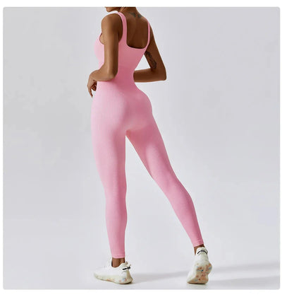 Fitness-Einteiler mit Bauchkontrolle und Push-Up, Fadenburg