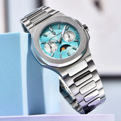 PAGANI DESIGN 2025 Luxus Quarzuhren für Herren Chronograph mit Mondphasen- und Datumsanzeige