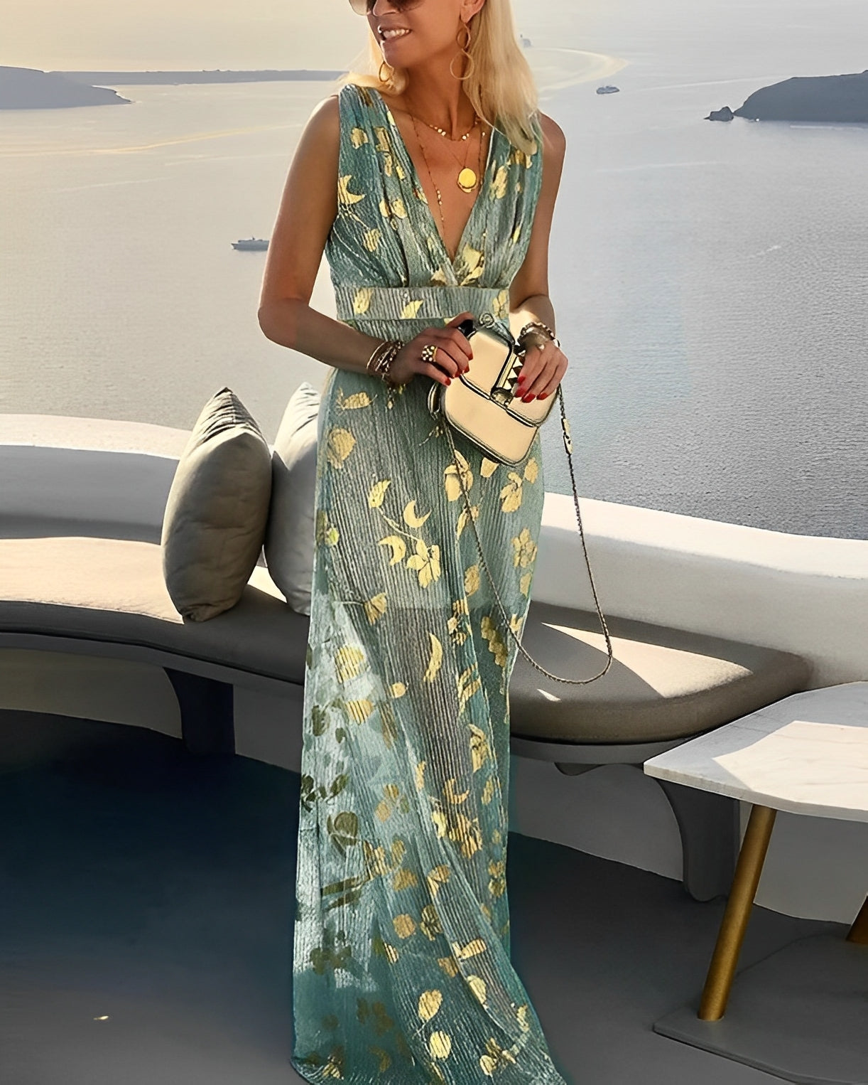 Aubrey - Fließendes Maxikleid mit Vergoldung für Damen