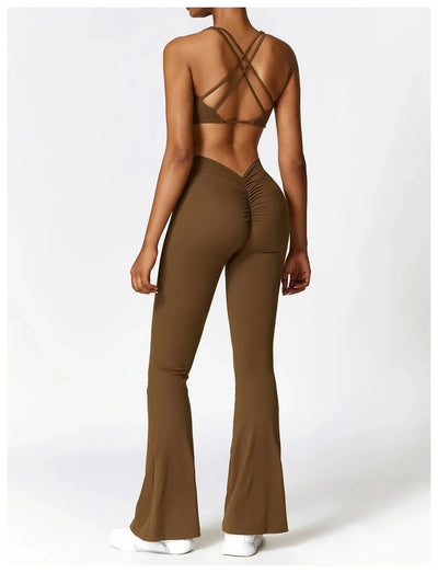 2-Teiliges Nahtlose Leggings Fitness Set Für Damen: High-Waist Leggings Mit Sport-BH