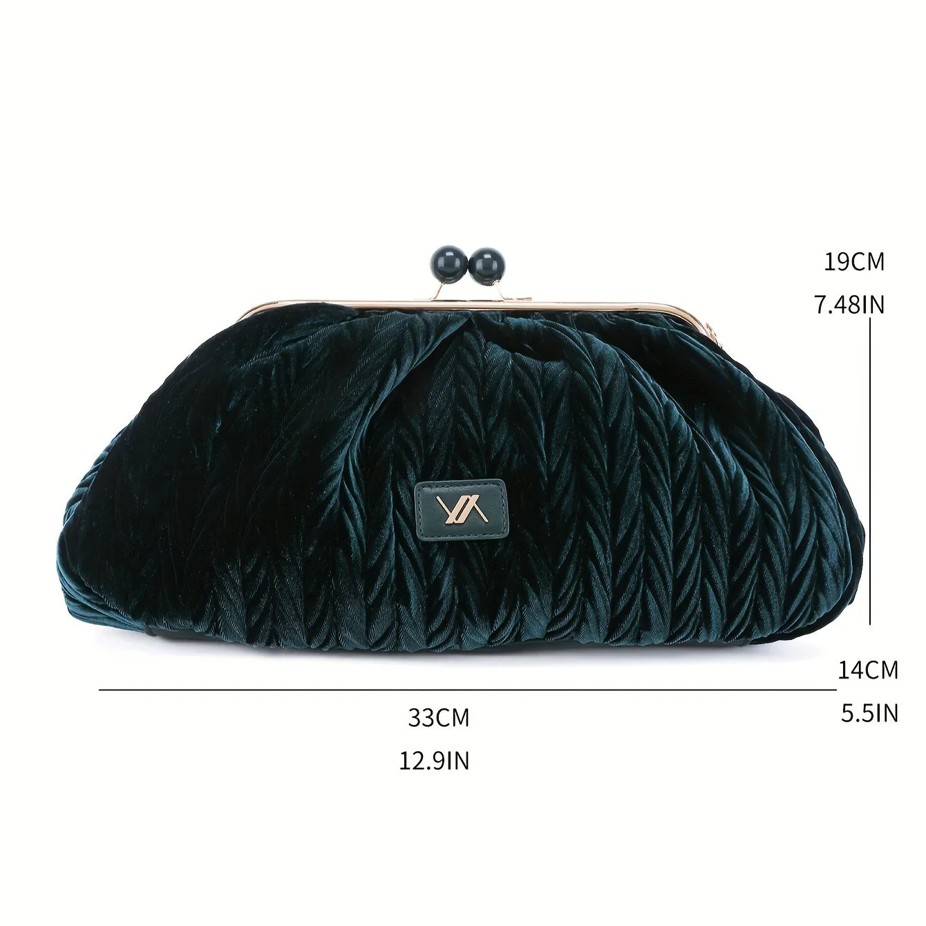 Retro Damen Schultertasche aus Samt mit Bambusblatt – Große Kapazität, ideal für Weihnachtsfeiern