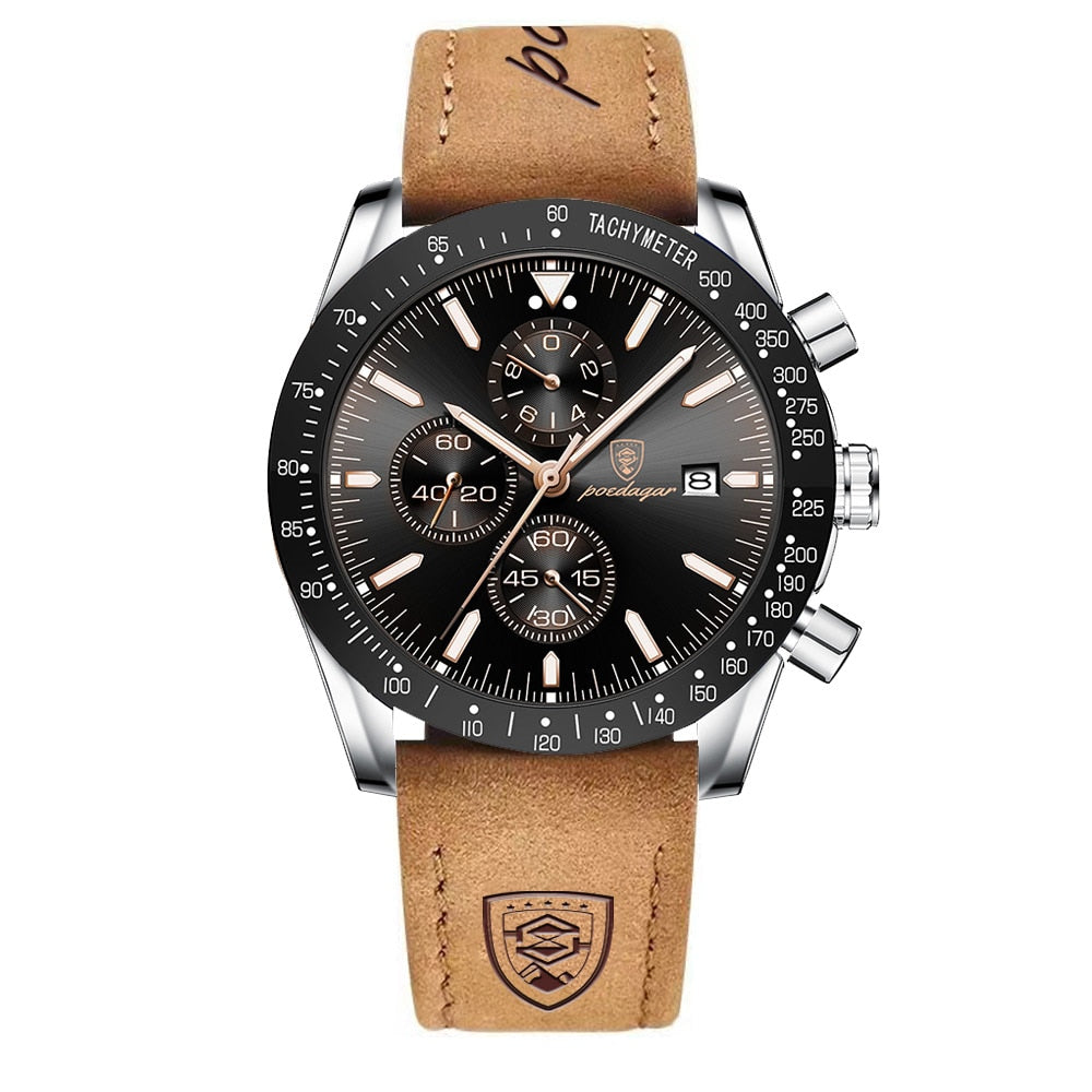 Premium Chronograph Uhr Mit Leuchtdatum, Wasserdicht, Stoßfest, Elegantes Design