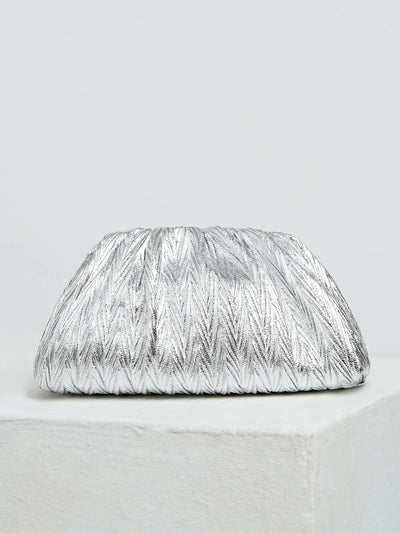 Elegante Silberne Falt-Handtasche Mit Großer Kapazität – Ideal Für Partys Und Verabredungen