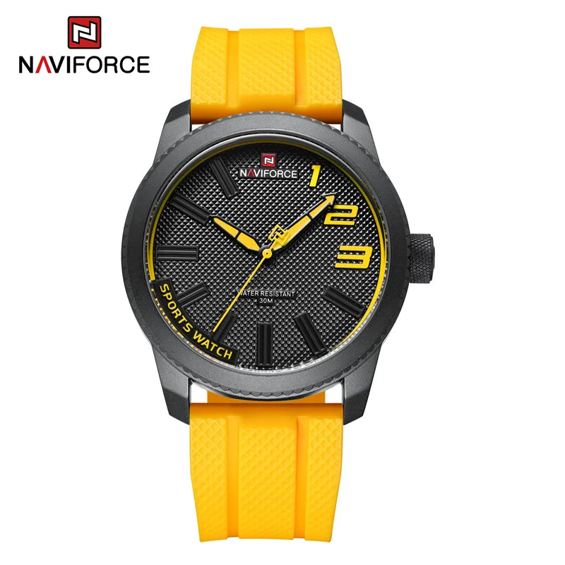 NAVIFORCE NF9202T Luxus Herren Quarz Uhr mit Silikonarmband, 30m Wasserfest, Militärstil, 2022
