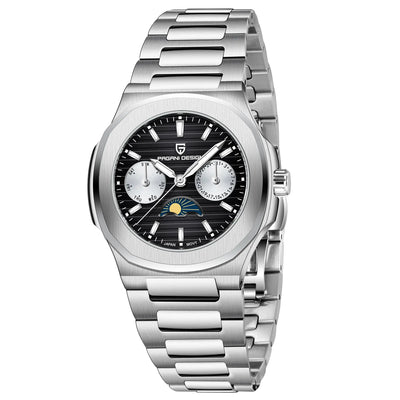 PAGANI DESIGN 2025 Luxus Quarzuhren für Herren Chronograph mit Mondphasen- und Datumsanzeige