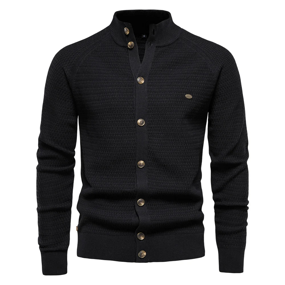 Eleganter Miros™ Baumwoll-Cardigan mit Slim-Fit, V-Ausschnitt und Raffiniertem Knopfverschluss