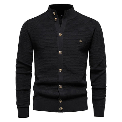 Eleganter Miros™ Baumwoll-Cardigan mit Slim-Fit, V-Ausschnitt und Raffiniertem Knopfverschluss