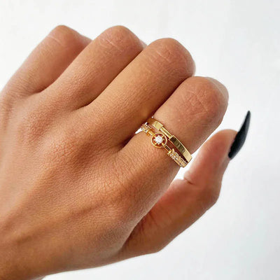 Daisy | Verstellbarer Stern Ring in Gold Zirkon