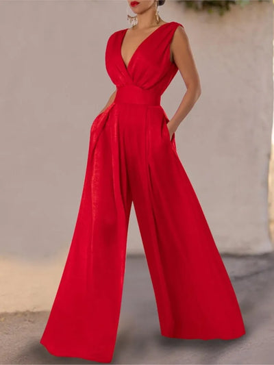 Amelith – Eleganter V-Ausschnitt-Jumpsuit