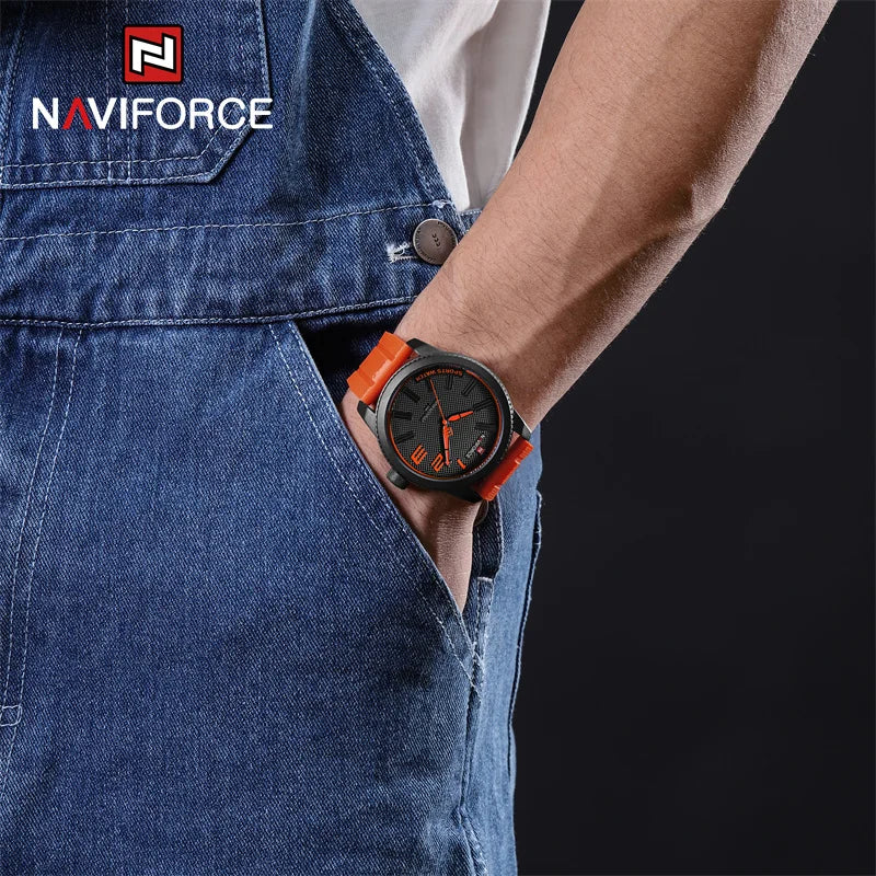 NAVIFORCE NF9202T Luxus Herren Quarz Uhr mit Silikonarmband, 30m Wasserfest, Militärstil, 2022