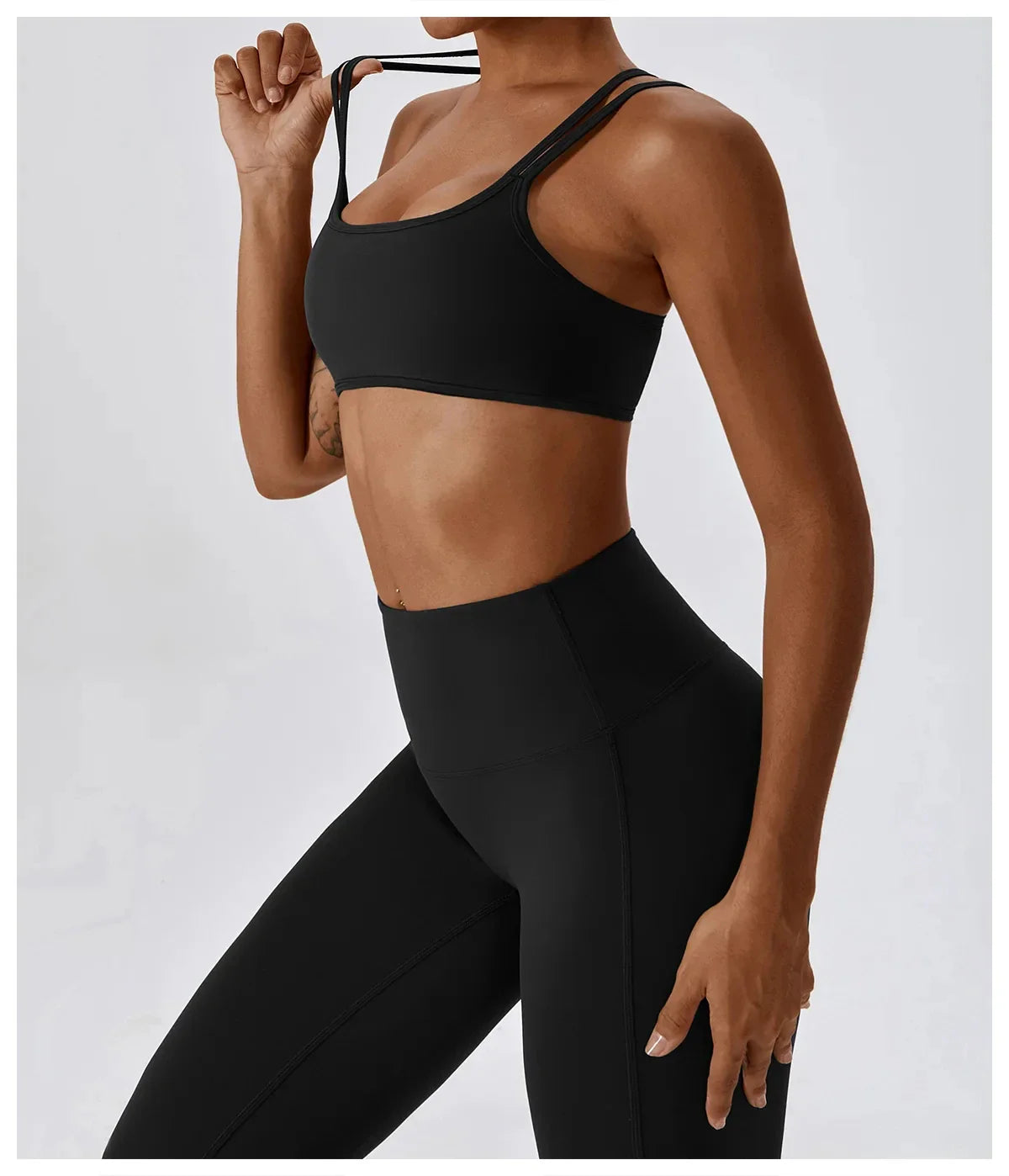 Elegantes 2-teiliges Damen Yoga Outfit mit Hoher Taille Leggings und Oberteil für Sport