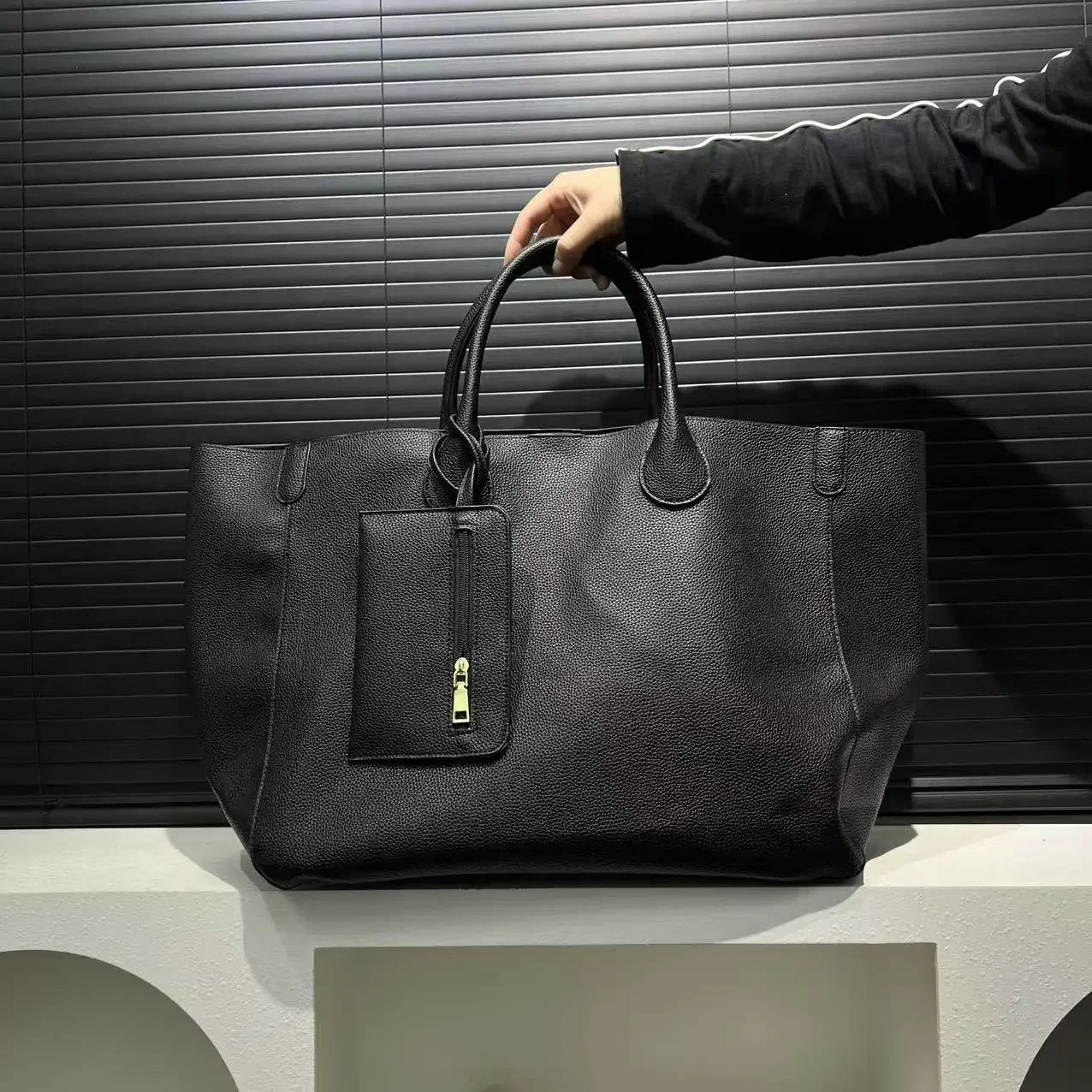 Damen Modische Vegane Leder Oversized Handtasche – Großes Volumen, Vielseitige Einkaufstasche