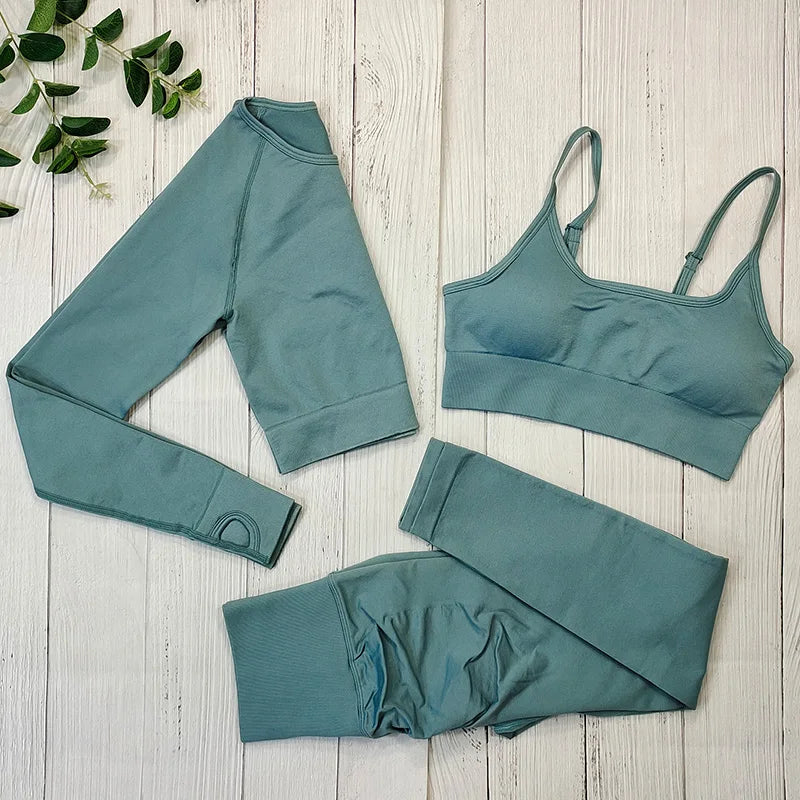 Yoga Set Langarmoberteil Fitnesshose 2-teilig - Atmungsaktiv & Bequem für Frauen