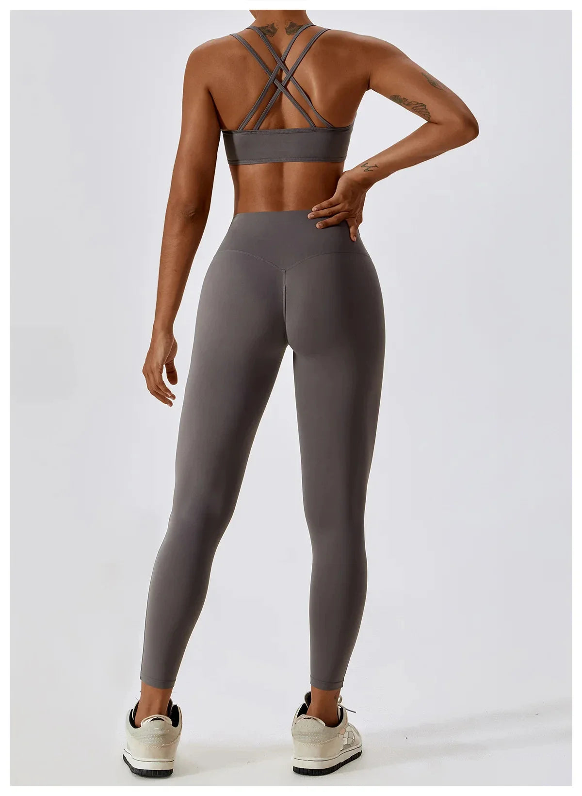 Elegantes 2-teiliges Damen Yoga Outfit mit Hoher Taille Leggings und Oberteil für Sport