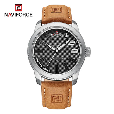 NAVIFORCE Herren Armbanduhr Militär Sportlich Stoßfest Wasserdicht Leder Uhr Casual Fashion
