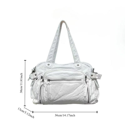 Damen Y2K Motorrad Umhängetasche Mit Großer Kapazität Und Mehrfach-Reißverschlüssen