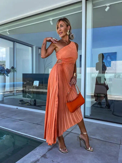 Iscariel – Elegantes One-Shoulder-Plisseekleid