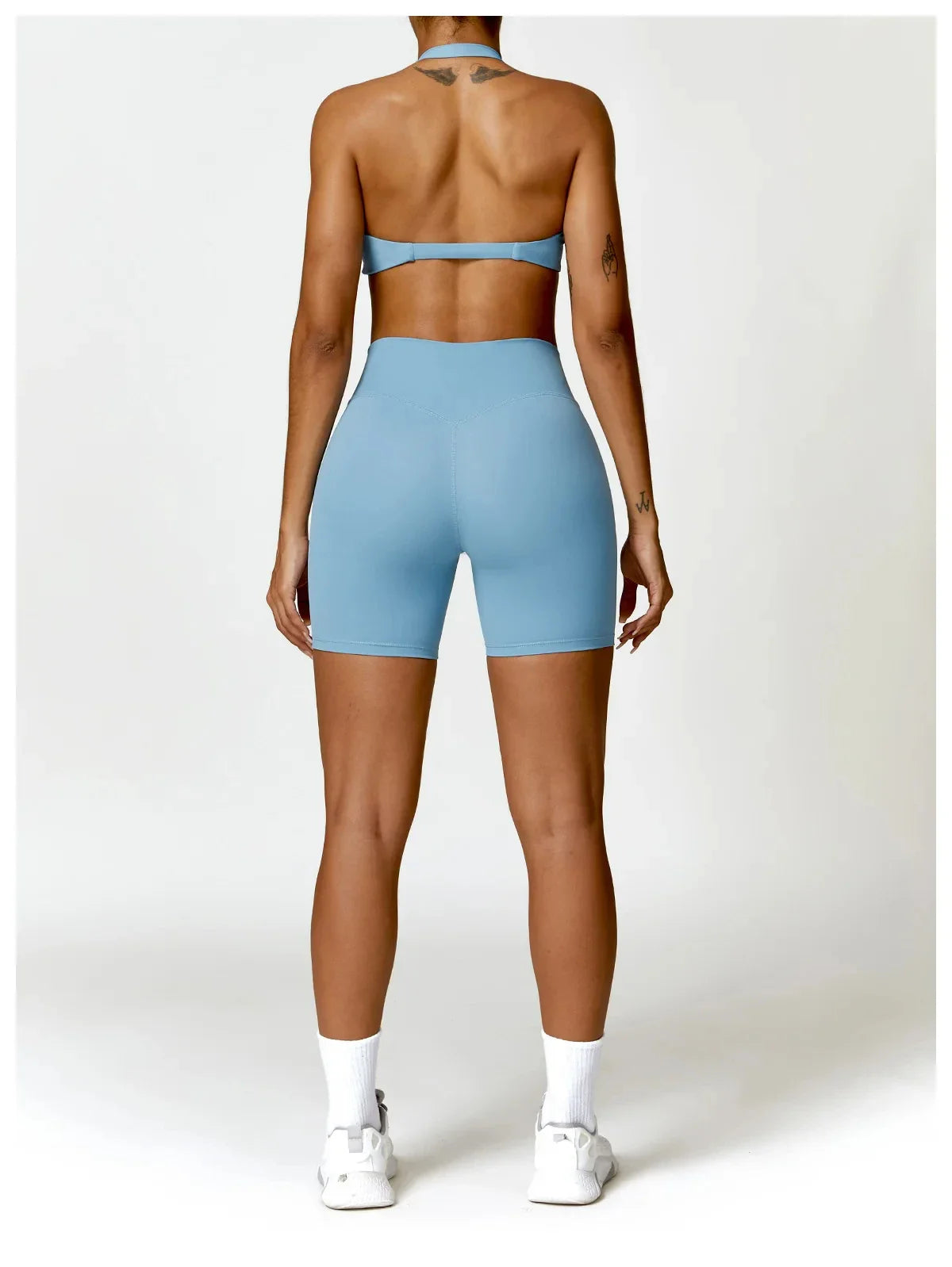 Sportedly 2-teiliges Damen Yoga Outfit: Nahtloser Sport-BH, Sexy Gym Shorts & Leggings