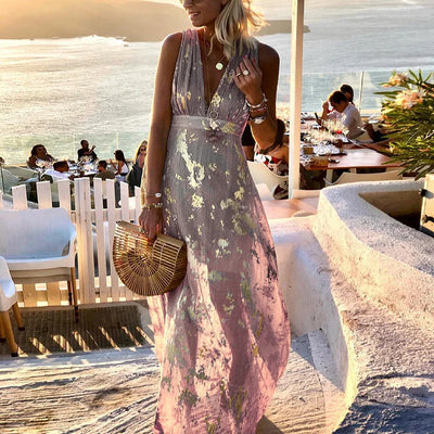 Albina - Glattes V-Ausschnitt-Kleid mit Paillettenverzierung