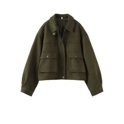 Kaira | Kunstwildleder Kurzjacke Mit Umlegekragen