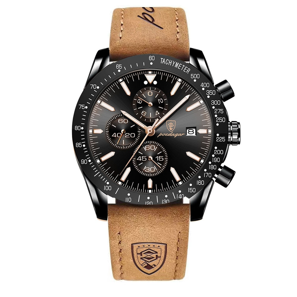 Premium Chronograph Uhr Mit Leuchtdatum, Wasserdicht, Stoßfest, Elegantes Design
