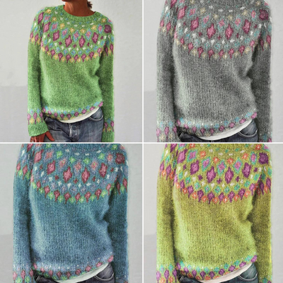 Carla – geometrischer pullover mit kontrastdruck