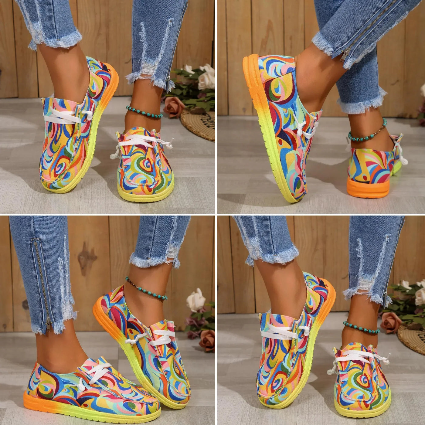 Juna - Bunte Damen-Sneaker mit orthopädischer Sohle