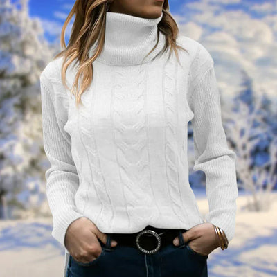 Pullover mit langem kragen und langen armeln für damen