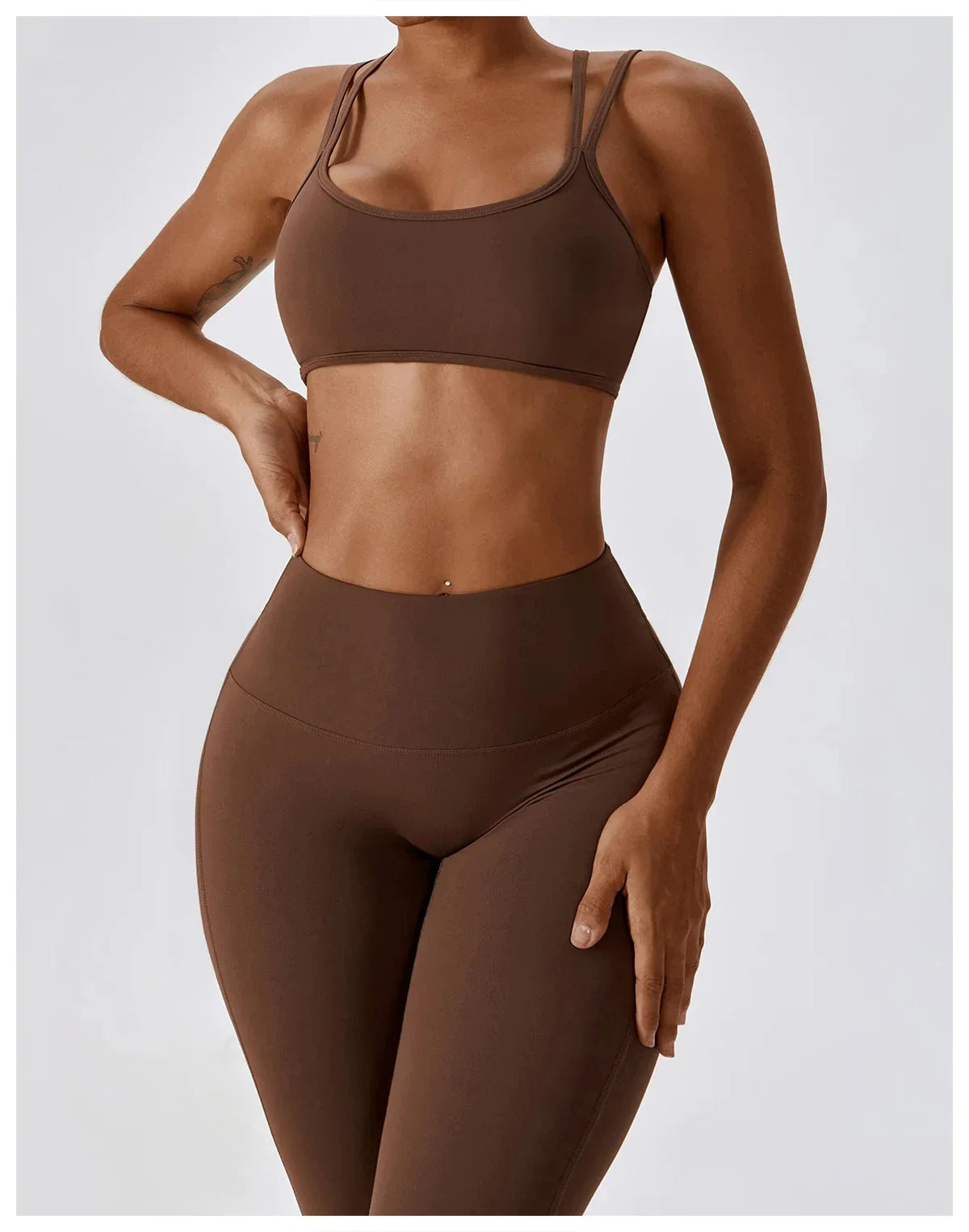Elegantes 2-teiliges Damen Yoga Outfit mit Hoher Taille Leggings und Oberteil für Sport
