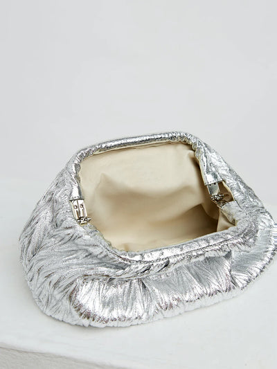 Elegante Silberne Falt-Handtasche Mit Großer Kapazität – Ideal Für Partys Und Verabredungen