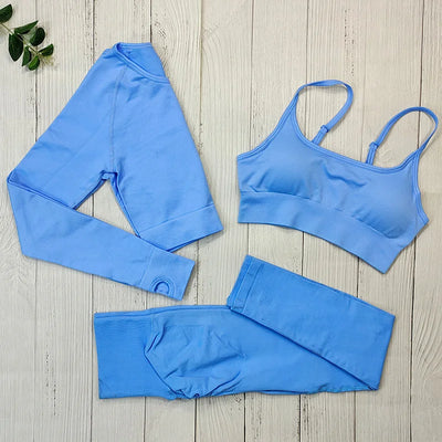 Yoga Set Langarmoberteil Fitnesshose 2-teilig - Atmungsaktiv & Bequem für Frauen