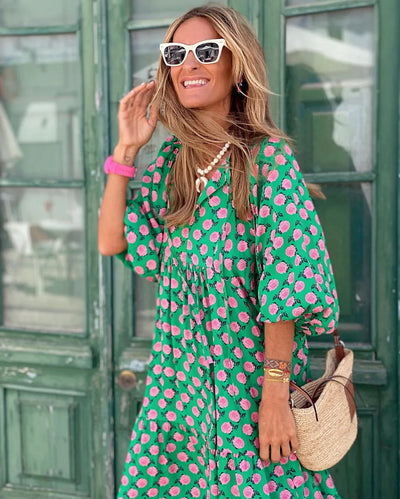 Urvee – Boho-Chic-Maxikleid mit Print und Stufen