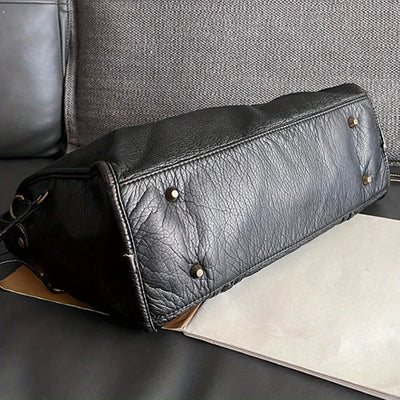 Weiches Leder Retro Schultertasche Messenger Bag Große Kapazität Y2K Motorrad Tasche