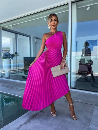 Iscariel – Elegantes One-Shoulder-Plisseekleid