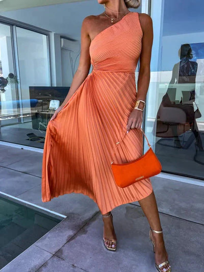 Iscariel – Elegantes One-Shoulder-Plisseekleid