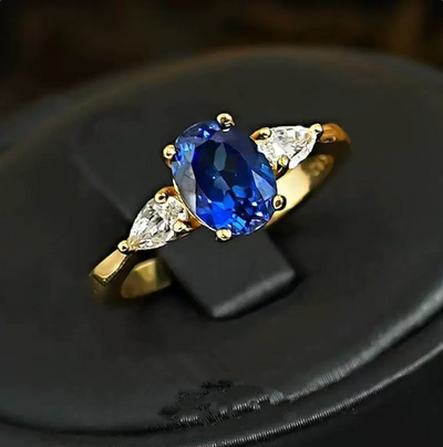 Josephine | Gold Ring mit blauem Zirkon