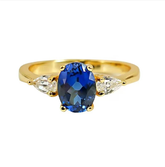 Josephine | Gold Ring mit blauem Zirkon