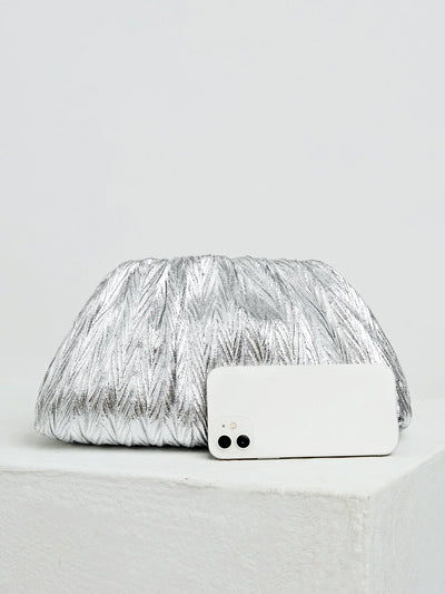 Elegante Silberne Falt-Handtasche Mit Großer Kapazität – Ideal Für Partys Und Verabredungen