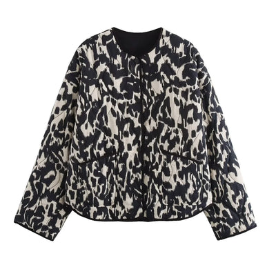 Connie Steppjacke Rundhals Animalprint