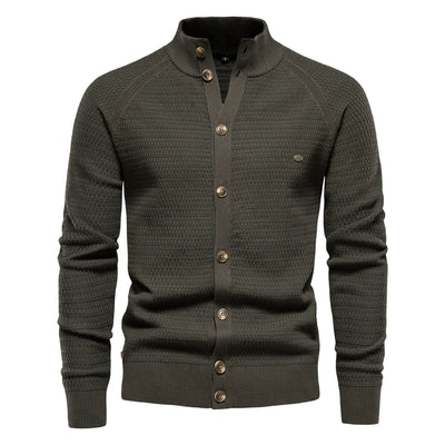 Eleganter Miros™ Baumwoll-Cardigan mit Slim-Fit, V-Ausschnitt und Raffiniertem Knopfverschluss