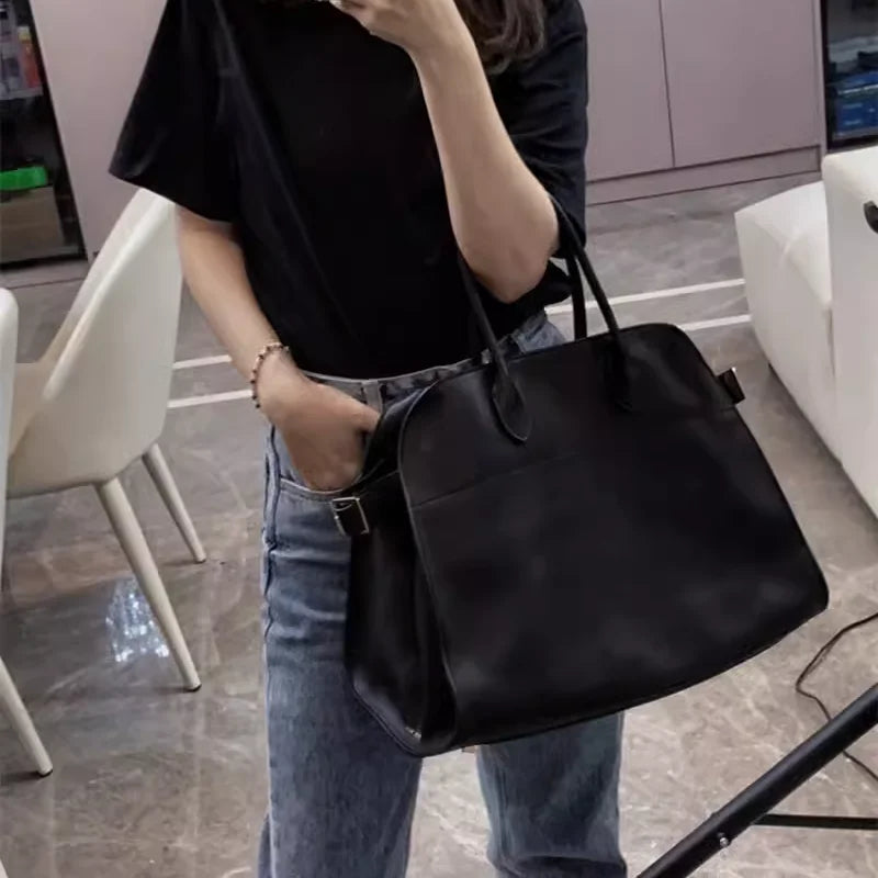 Hochwertige Leder-Handtasche Mit Großer Kapazität – Modische Cowhide Umhängetasche Für Beruf & Reisen