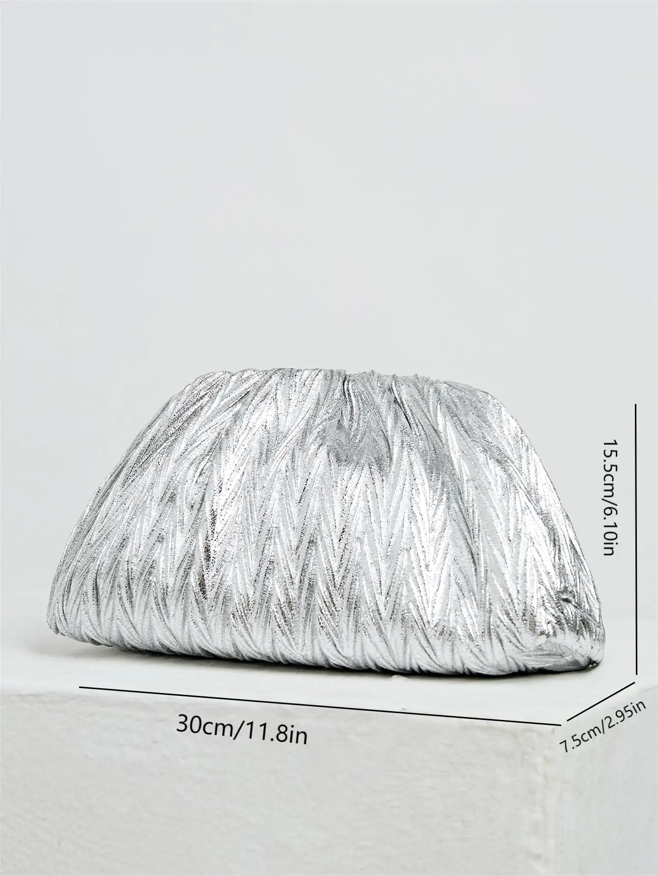 Elegante Silberne Falt-Handtasche Mit Großer Kapazität – Ideal Für Partys Und Verabredungen