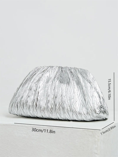 Elegante Silberne Falt-Handtasche Mit Großer Kapazität – Ideal Für Partys Und Verabredungen