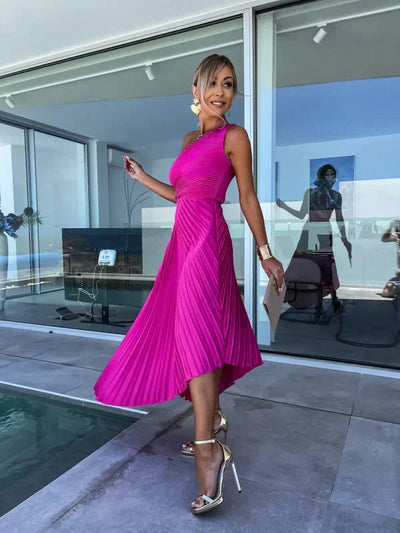 Iscariel – Elegantes One-Shoulder-Plisseekleid