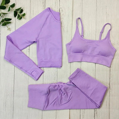 Yoga Set Langarmoberteil Fitnesshose 2-teilig - Atmungsaktiv & Bequem für Frauen