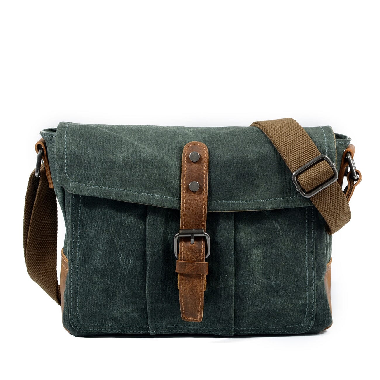 Kleine Canvas Messenger Tasche Aus Gewachstem Baumwoll-Canvas & Crazy Horse Leder - Unisex