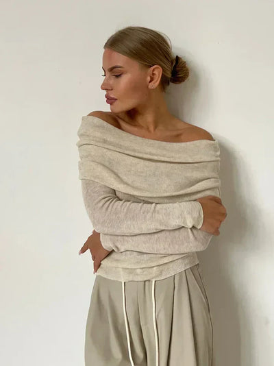 Off-Shoulder Langarmpullover für Damen - Vaeronael