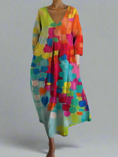 Leticia | Buntes Kleid mit V-Ausschnitt