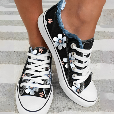 Daisy - Blumenbedruckte Denim-Sneakers