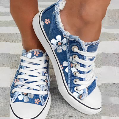 Daisy - Blumenbedruckte Denim-Sneakers
